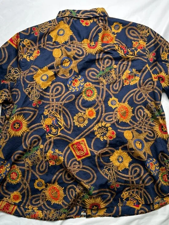 Lauren Ralph Lauren Women's 3X Shirt Crest Crown Gold Rope and Medallion AOP - Picture 2 of 9